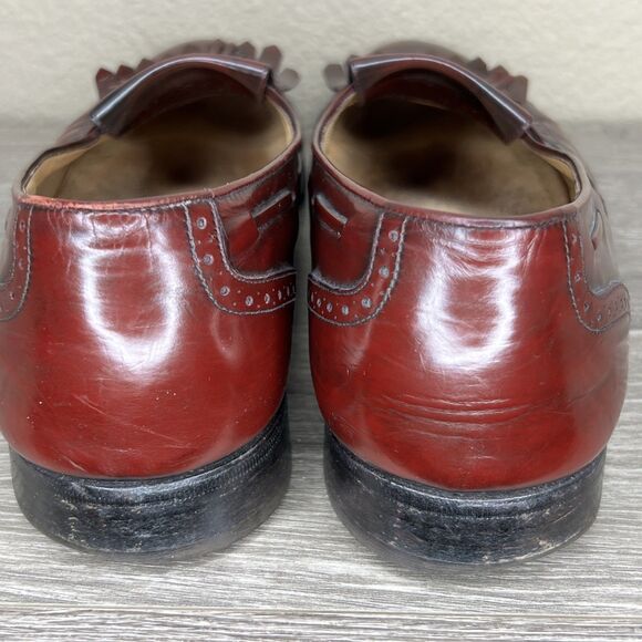 Ferragamo Wingtip Kiltie Tassel Loafer Burgundy Leather Men Size 11.5B Oxblood main image 4